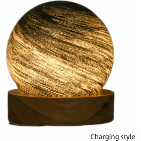 Lampe Planète Galaxie Modèle Unique avec Base Bois et Verre Écologique Multicolore Dimming Infini Dimensions 8cm 250g Lumière Ambiance Salle Décoration Fête Noël (1/5)