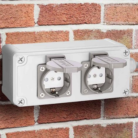 Cassetta Multipresa Elettrica Esterno da Parete 2 Prese Shucko Impermeabili IP54 (1/5)