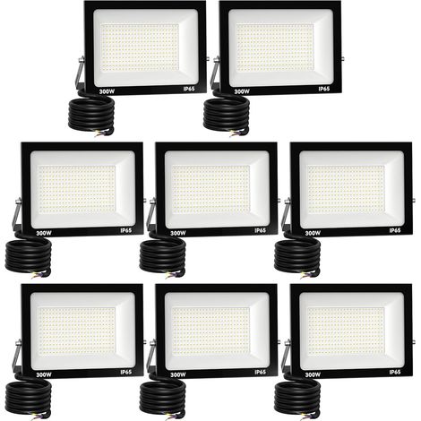 8 Pack Projecteur LED Extérieur 300W 30000 lúmenes 6500K lumière Blanche Froide Spot LED Eclairage IP65 Étanche Projecteur Extérieur Eclairage de Sécurité Floodlight pour resistente (1/5)