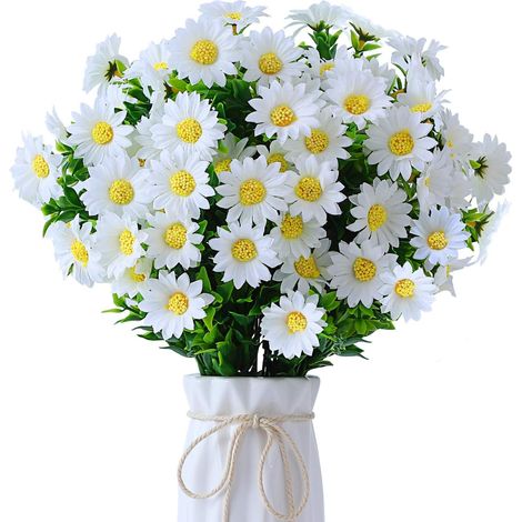 GROOFOO Lot de 6 Marguerites Fleurs Artificielles - Marguerites Artificielles Fleurs en Plein air Fausses Plantes,pour Fenêtre,Boîte à Suspendre,Décoration Intérieure et Extérieure (Blanc) GROOFOO (1/5)