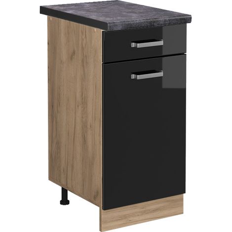 Meuble cuisine R-Line, Noir Haute brillance, 40 cm , PT Anthracite, Vicco (1/5)
