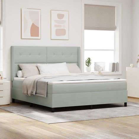 Boxspringbett mit Matratze Hellgrau 180 x 200 cm Samt (1/5)