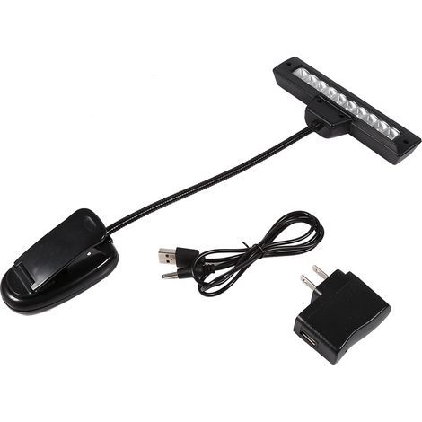 Lampe De Pupitre À Led - 10 Leds Avec Pince Réglable - Pour Partition Et Lecture - Alimentation Ac 110v-220v (1/3)