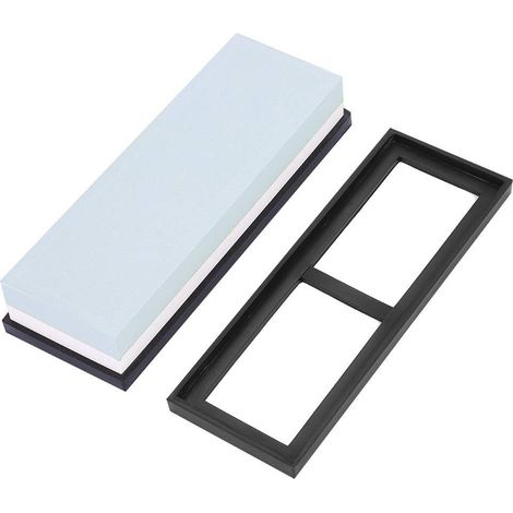 10004000 Grain aiguisé Pierre à eau Aiguiseur de couteaux en pierre à aiguiser Double aplatissement avec support antidérapant en silicone, 18 x 6 x 2,8 cm (1/5)