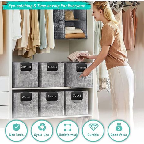 MAGICLULU Lot de 5 étiquettes ardoise réutilisables en fil métallique pour étagères (10 pièces x 5). (1/5)