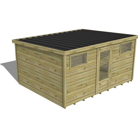 ABRI DE JARDIN bois traité 27mm, Essentiel, 4,3x3,4m, 15m2, Plancher (1/3)