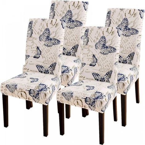 dining chair covers, universal stretchable chair cover, printed, non-slip, for home and hotel decoration, butterfly design (1/5)