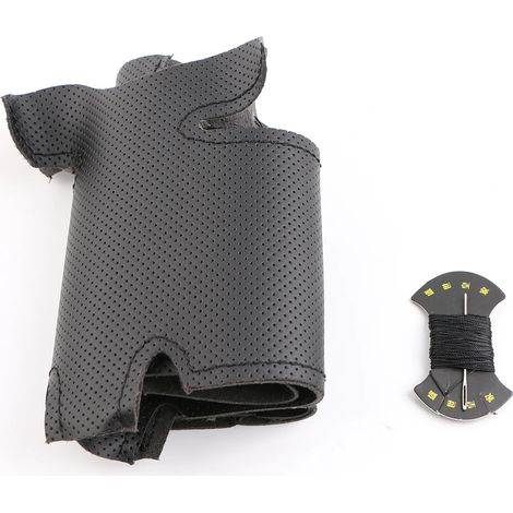 (Fil noir) Housse de volant personnalisée compatible avec Infiniti FX FX35 FX37 FX50 Nissan Juke Maxima Sentra Volant en cuir noir tressé (1/5)