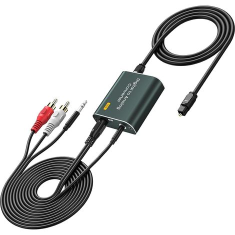 Adaptateur Optique vers RCA,Convertisseur Audio Numérique Analogique Supporte Optique Numérique vers Double Sortie Jack 3,5 mm,192 kHz DAC Audio avec Doubles Connecteurs Jack 3,5 mm (1/5)