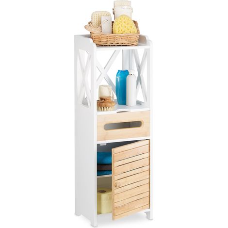 Petite Armoire étagère avec 5 Niveaux Salle de Bain Cuisine Rangement Multi-Fonctions, Blanc (1/5)