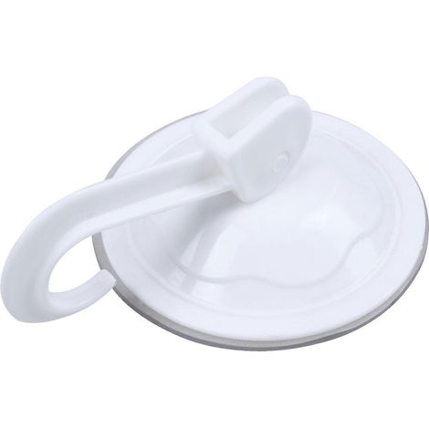 Porte-manteau mural à ventouse en plastique blanc de 7 cm de diamètre (1/4)