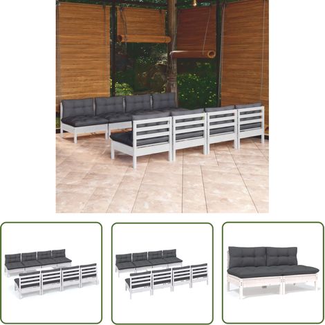 The Living Store 9-tlg. Garten-Lounge-Set mit Kissen Kiefer Massivholz - Garten Lounge Set - Kiefernholzmöbel - Outdoor Möbel - Gartenmöbel - Loungesessel (1/5)