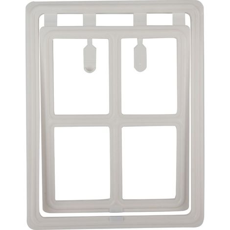 Porte pour chat et petit chien avec fermeture magnétique, blanche, grand modèle, pour fenêtre ou moustiquaire (1/5)