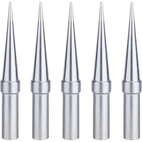 Lötspitzen-Set, 5 Stück 0,4 mm konische Ersatz-Lötspitzen, vernickelte Kupfer-Lötspitzen, passend für Weller Wesd51, Wes51 und Wes50