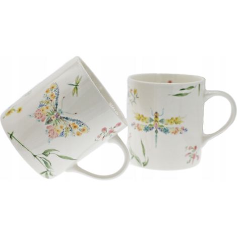 Keramikbecher 300 ml Schmetterlings- und Libellenmuster, Papillon-Set mit 2 Stück (1/5)