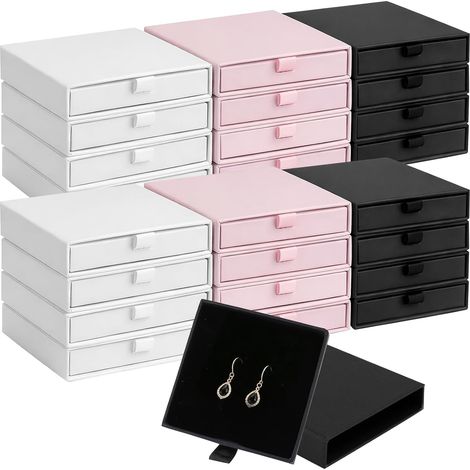 Lot de 24 Écrins Cadeaux pour Bijoux, 8 x 8 x 1,7 cm, avec Mousse (1/5)