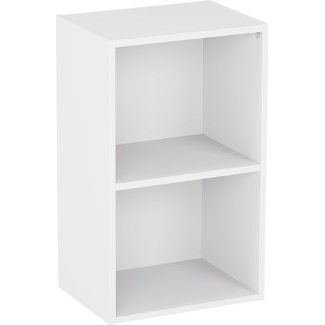 2 Niveau Cube Bibliothèque, Moderne Space-Saving Meuble de Rangement for Salon, Chambre Or Bureau, Autoportant Exposition Shelf, H54xW32xD24cm (Blanc) (1/5)