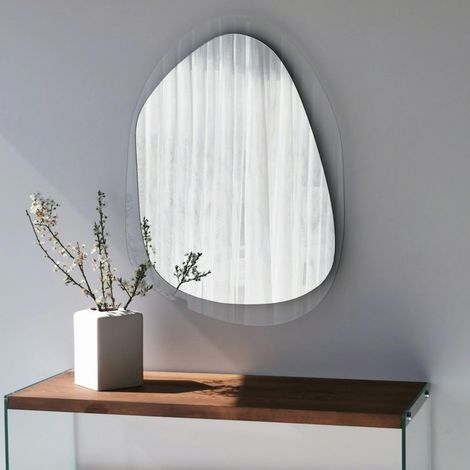 Miroir design organique - cadre verre transparent 75 cm CODY (1/5)