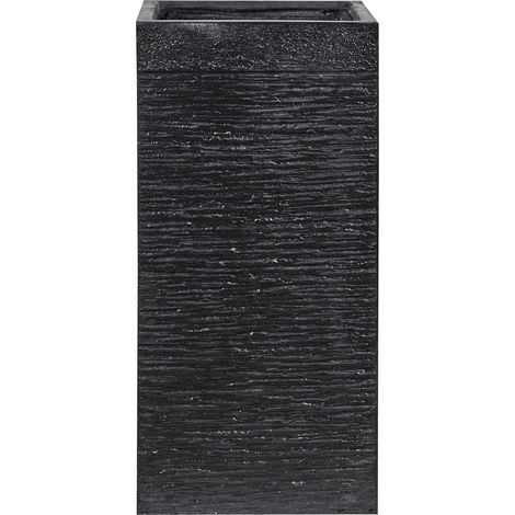 Maceta alta de arcilla para jardín 33 x 33 x 70 cm negra resistente a los rayos UV Dion