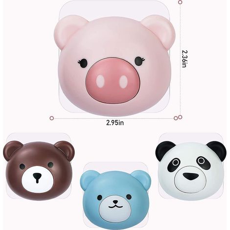 Set mit 4 dekorativen und robusten Klebehaken für Kinderzimmer oder Wohnzimmer.