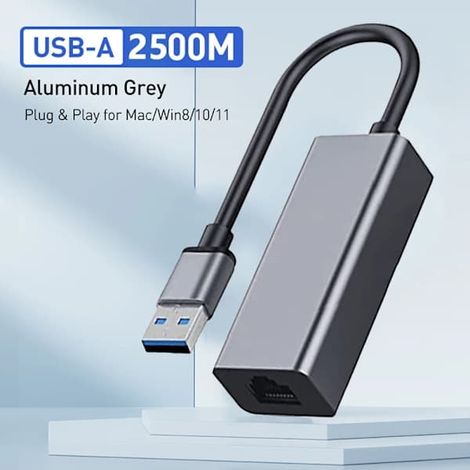 Adaptateur USB-C vers Ethernet 2500 Mbps, carte réseau RJ45 pour ordinateur portable Xiaomi Mi Box S, Nintendo Switch et PC, boîtier en aluminium, Gigabit Ethernet 2500 Mbps. (1/5)