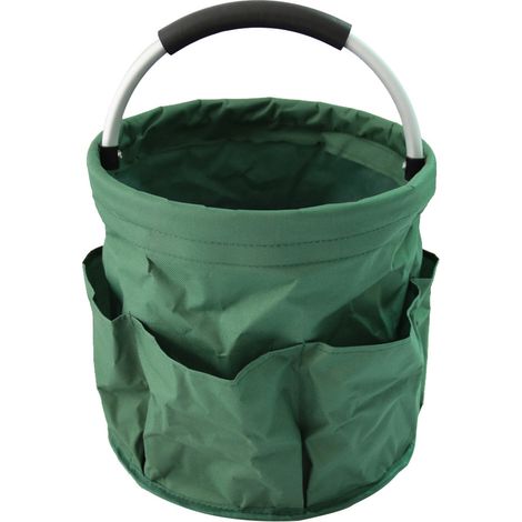 17L Gartenwerkzeugtasche: Faltbare Gartenwerkzeugtasche 600D Oxford-Gewebe Gartenwerkzeugtasche, Gartenkorb mit 1 Hauptfach und 6 Außentaschen, Korb