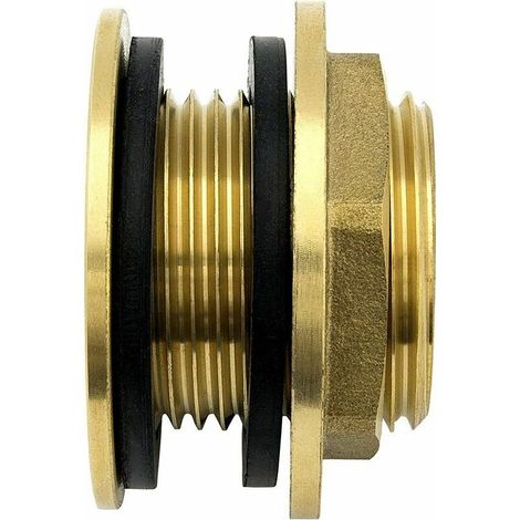 Raccordo passaparete in ottone di alta qualità da 3/4 di pollice in acciaio inox per secchio per la raccolta dell'acqua piovana, contenitore, serbatoio IBC LO-Ron (1/4)