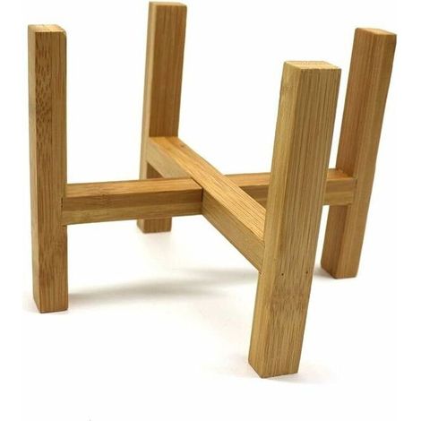 Rustic Primitives Support de pot de fleurs en bambou pour intérieur/extérieur Diamètre intérieur 16 cm (1/5)
