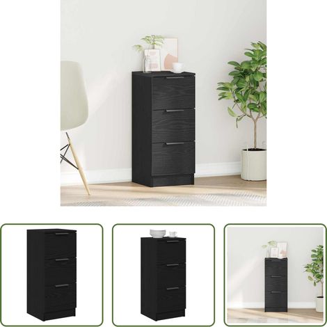 vidaXL Schubladen Sideboard - Sideboard Schwarz Eichen-Optik 30 x 30 x 70 cm Holzwerkstoff (1/5)