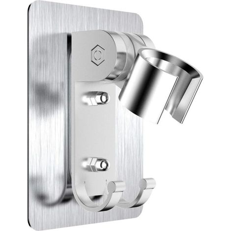 Shower Bracket, No Need to Drill Holes to Install Strong Glue with Screw Mounting Holes, Bracket Can Be Adjusted 90 Degrees, Strong Adhesion, Waterproof (1/4)