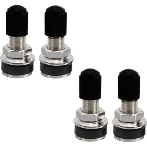 4 pièces voiture moto pneu pneu Valve Tubeless métal Valve tiges avec bouchons anti-poussière-15x32mm (1/4)