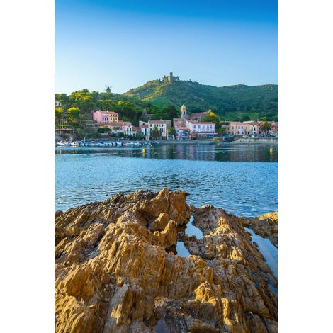 Tableau sur toile petit port de Collioure 30x45 cm - Impression sur Toile Murale Décorative - Image imprimée en HD sur Toile - Toile sur Châssis en Bois FSC - Fabriqué en France