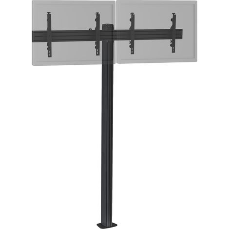 Support TV sur pied - 2 écrans 50'' - 55'' Hauteur 240cm à visser noir (1/3)