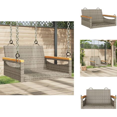Balancelle gris 63x62x40 cm résine tressée - Balancelle De Jardin - Chaise Suspendue - Fauteuil Extérieur - Mobilier De Jardin - Salon De Jardin (1/5)