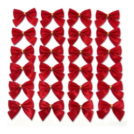 Nœuds en velours rouge – Décoration pour sapin de Noël – Cadeaux de Noël – Arts créatifs - 24 pièces (1/5)