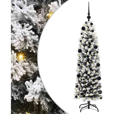 Sapin de Noël artificiel vert, 150 cm, en PVC, acier et plastique. (1/5)
