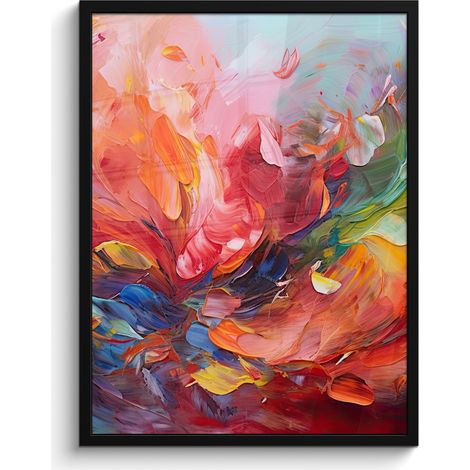 AFFICHE ENCADRÉE Peinture à l'huile - Art - Abstrait - Coloré Tableau Décoration Murale 60x80 (1/5)
