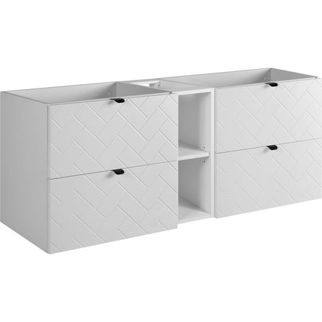 Mobile da bagno, Bianco Opaco, 140 x 57 x 46 cm, Maniglie Nere (1/5)