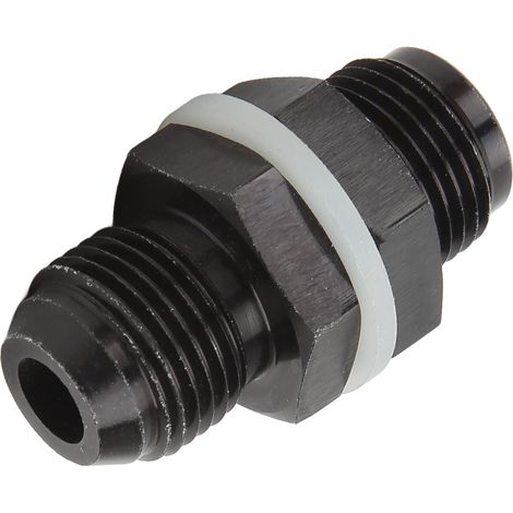 Raccord cloison cellule avec joint PTFE, aluminium 6061‑T6 anodisé noir, connecteur AN8 pour fluides divers (1/5)