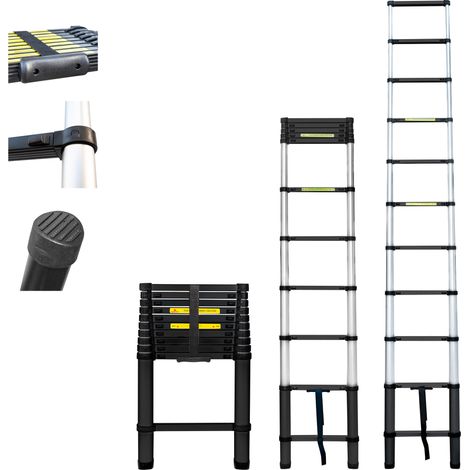 Escalera telescópica 3,2m TELESCOO11, Aluminio, Plegable, Extensible, Altura max de trabajo 4,1m, Norma EN131, 5 años de garantía, Hostrom