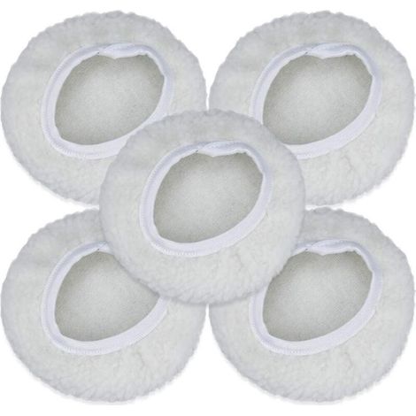 Lot de 5 disques de polissage pour voiture de 5 à 6 pouces, housses en laine, tampons de cirage, compatibles avec la plupart des polisseuses. (1/3)