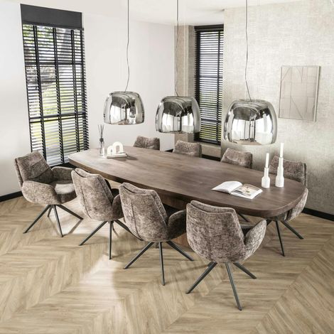 Table à manger design en bois d'acacia massif forme rectangulaire 300 cm MYSORE (1/5)