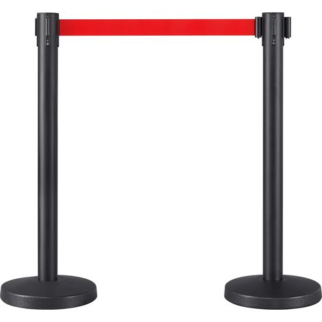 Yaheetech 2 Colonnine Segnapercorso con Nastri 2 M Aste Delimita Corsie Paletti Delimitazione Transenne Elimina Separa Code Nere (1/5)