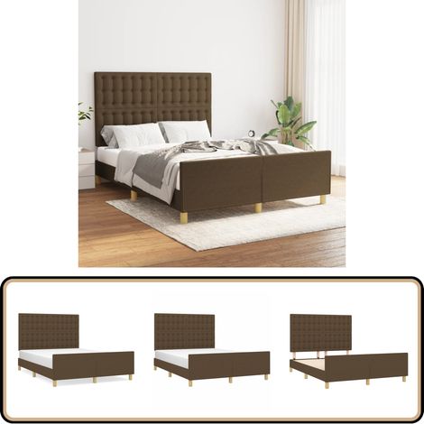 Bettgestell ohne Matratze Dunkelbraun 140x200 cm Stoff - Bettsofa - Doppelbett - Boxspringbetten - Lattenrost - Holzrahmen