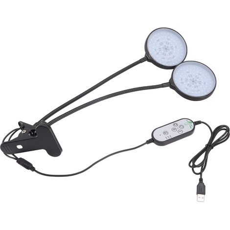 30W LED-Pflanzenlampe mit zwei Leuchtenköpfen, Klemme, 5 Helligkeitsstufen, für Zimmerpflanzen (1/5)