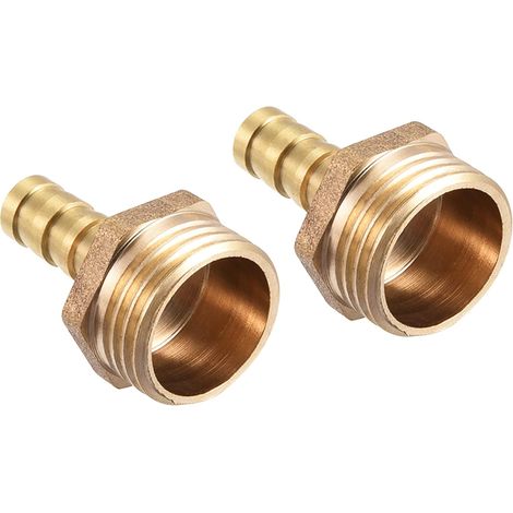 8 mm Fluted to G1/2 Male Thread Pipe Brass Gold 2 Pcs (1/5)