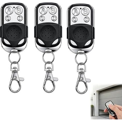 3 Pièces Telecommande Universelle Portail, 433.92 MHz Télécommande Garage sans Fil 4 Boutons Code Fixe Bip Portail Universelle avec Couvercle Coulissant pour Voiture et Porte Garage Électrique (1/5)