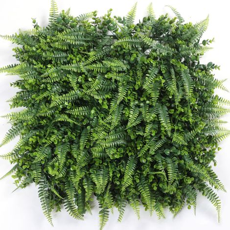 Setos artificiales para pared (paquete de 4), pantallas de privacidad para jardín, fondo de pared de césped artificial, protección UV, 50 cm x 50 cm (1/5)