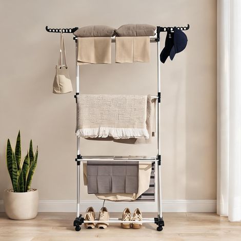 SunJet Porte-manteau, vestiaire sur pied, Séchoir à linge pliable - Réf. IJQHT0MVHV7G (1/5)