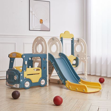 Blue Yellow 3 in 1 Kids Toddler Swing and Slide Playset (1/5)